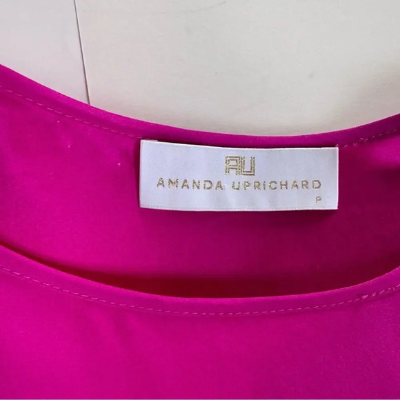 Amanda Uprichard Hot Pink 100% Silk Cold Shoulder Long Sleeve Dress Small - Picture 12 of 13